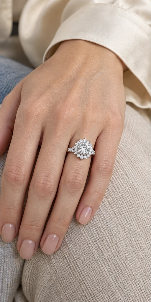 Sunflower Lab-Grown Diamond Ring — 3 ct styling