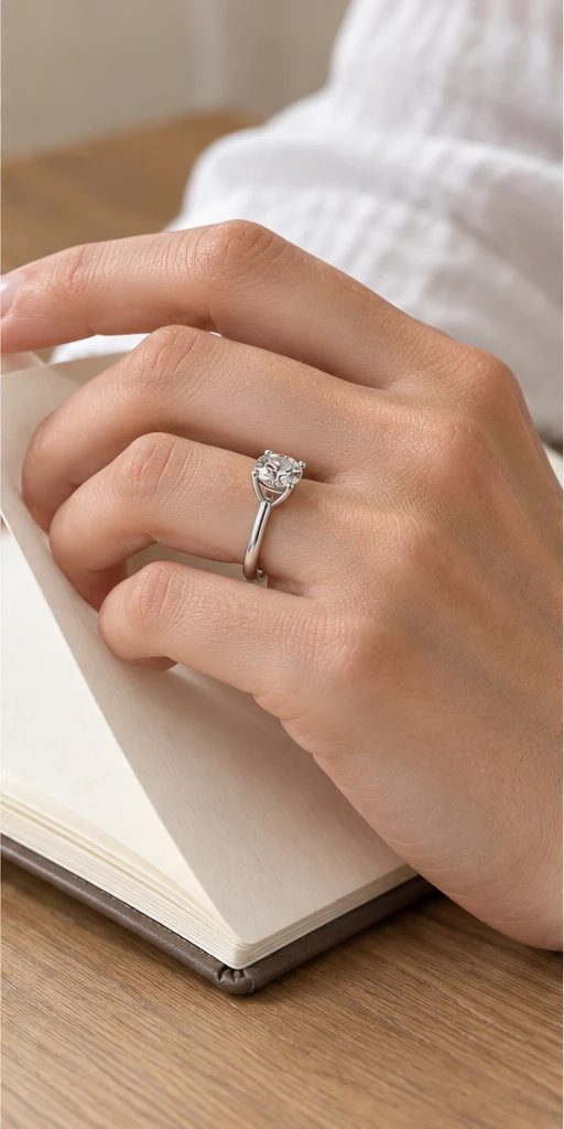 Round Solitaire Lab-Grown Diamond Ring — 1 ct editorial styling