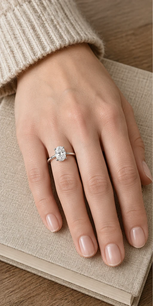 Oval Solitaire Lab-Grown Diamond Ring — 1 ct styling