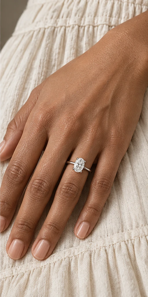Oval Solitaire Lab-Grown Diamond Ring — 1 ct editorial styling