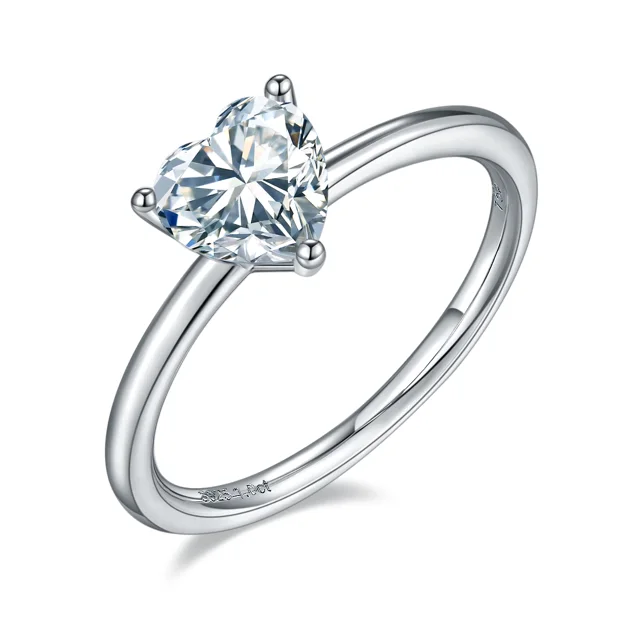 Heart Solitaire Lab-Grown Diamond Ring — 1 ct