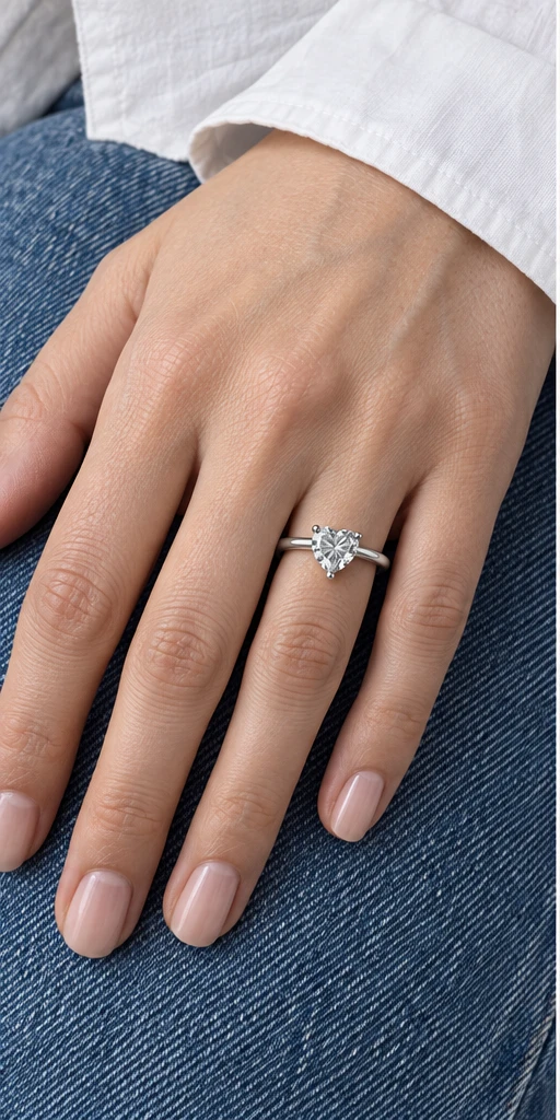 Heart Solitaire Lab-Grown Diamond Ring — 1 ct styling