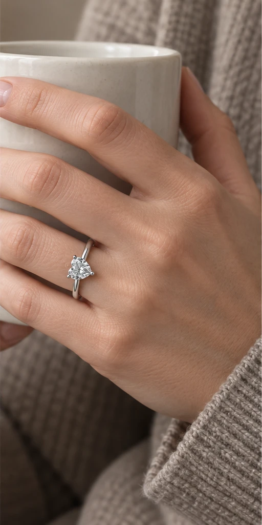 Heart Solitaire Lab-Grown Diamond Ring — 1 ct editorial styling