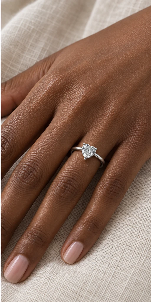 Heart Solitaire Lab-Grown Diamond Ring — 1 ct editorial styling