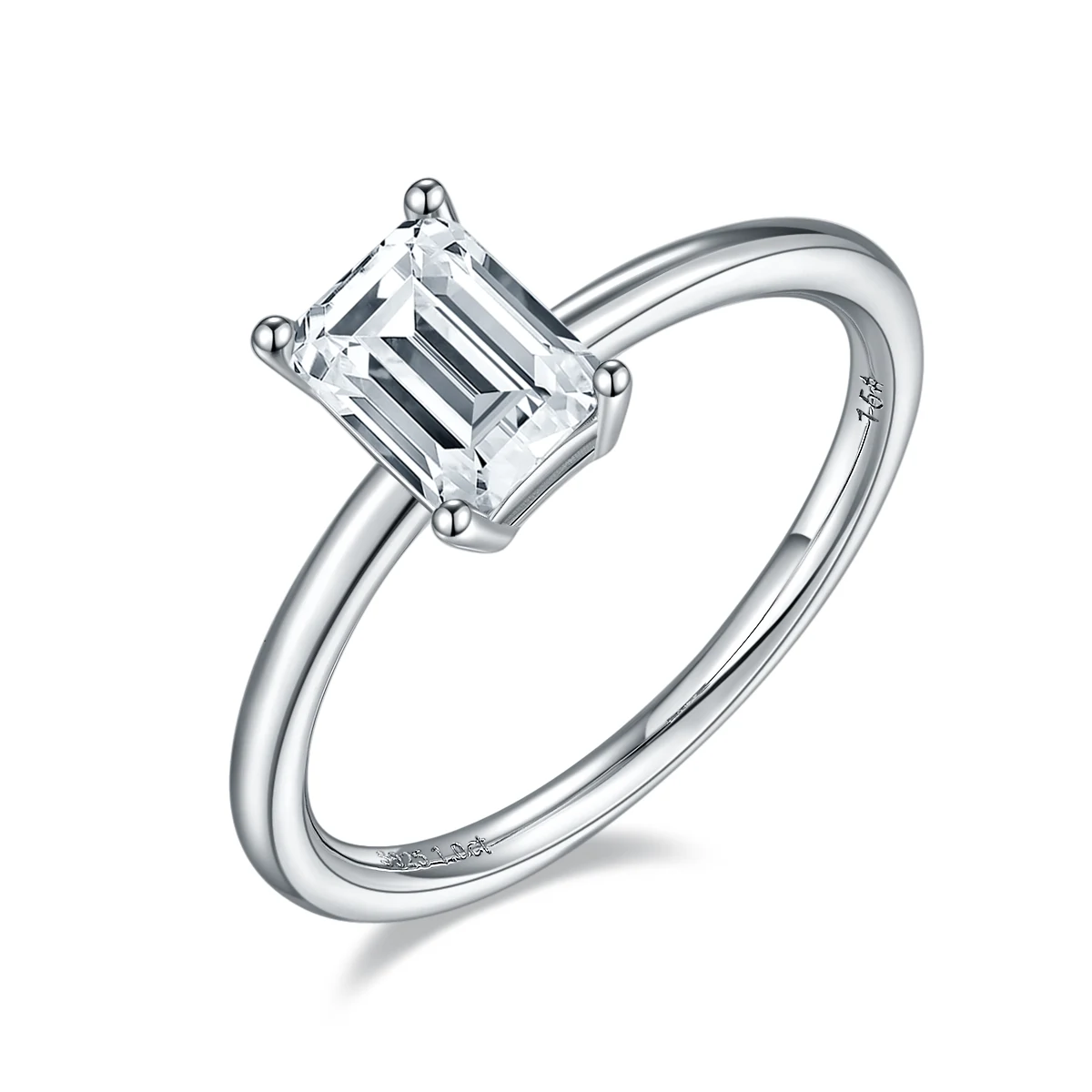 Rectangular Solitaire Lab-Grown Diamond Ring — 1 ct — product view 1