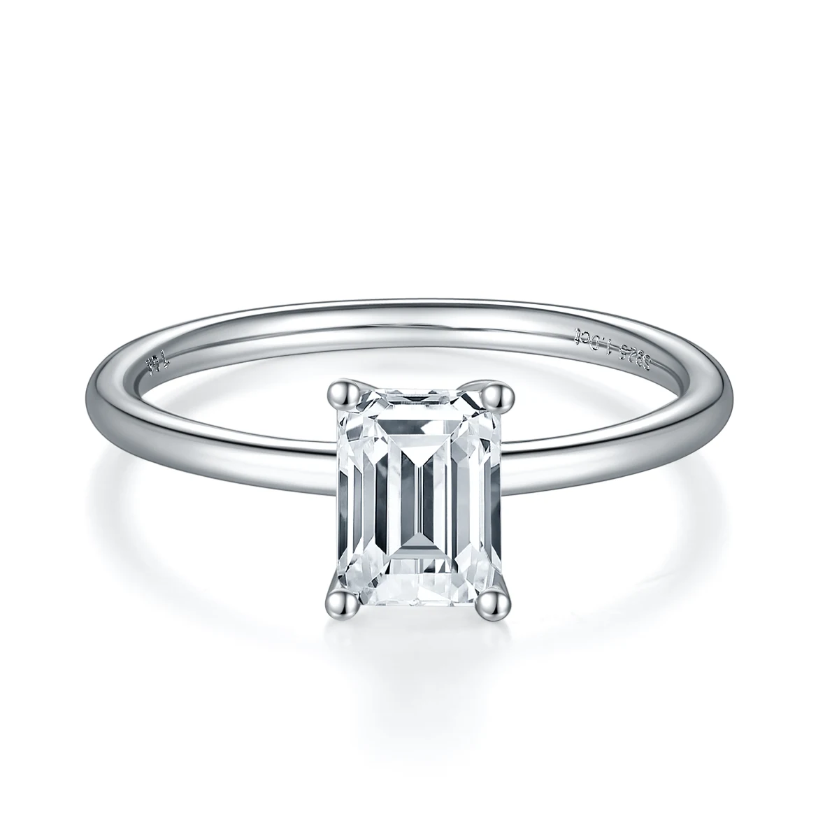 Rectangular Solitaire Lab-Grown Diamond Ring — 1 ct — product view 2