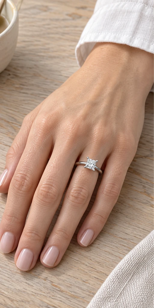 Square Solitaire Lab-Grown Diamond Ring — 1 ct styling