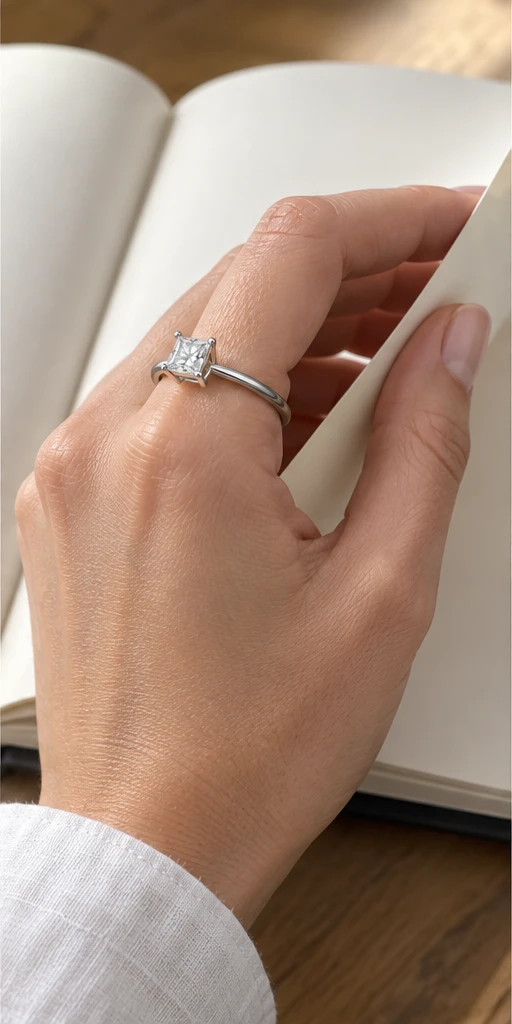 Square Solitaire Lab-Grown Diamond Ring — 1 ct editorial styling