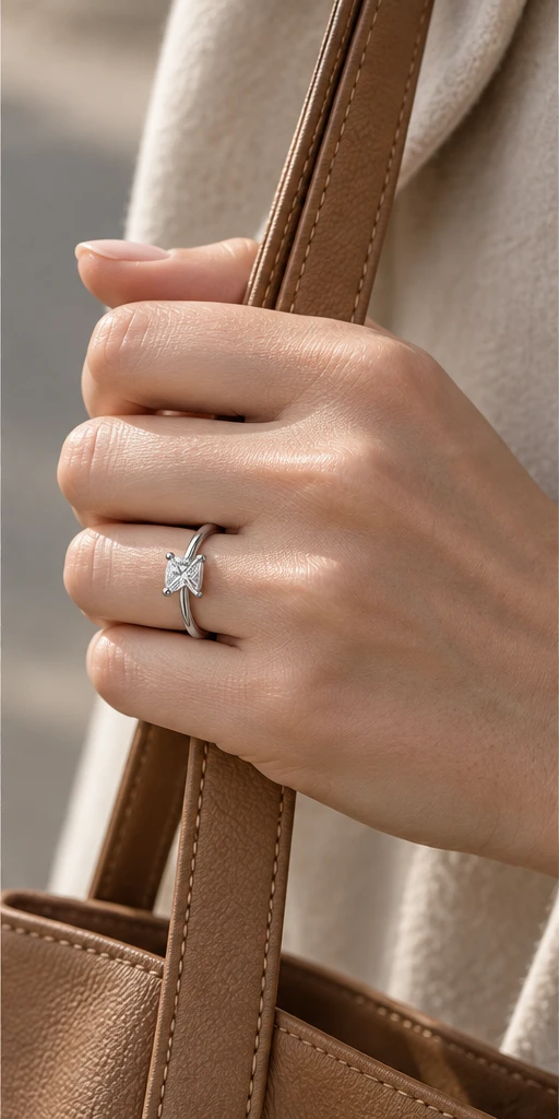 1 ct Trillion Solitaire Diamond Ring editorial styling