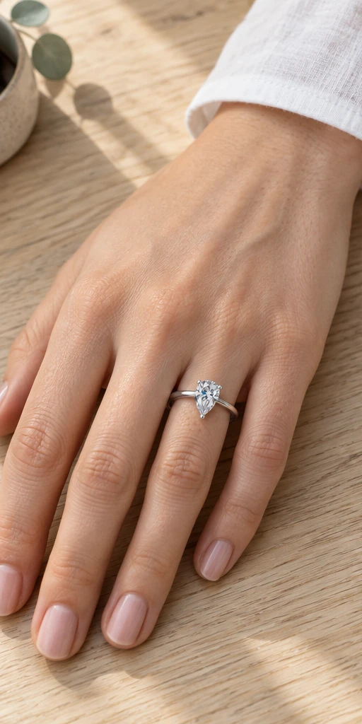 1 ct Pear Solitaire Diamond Ring styling