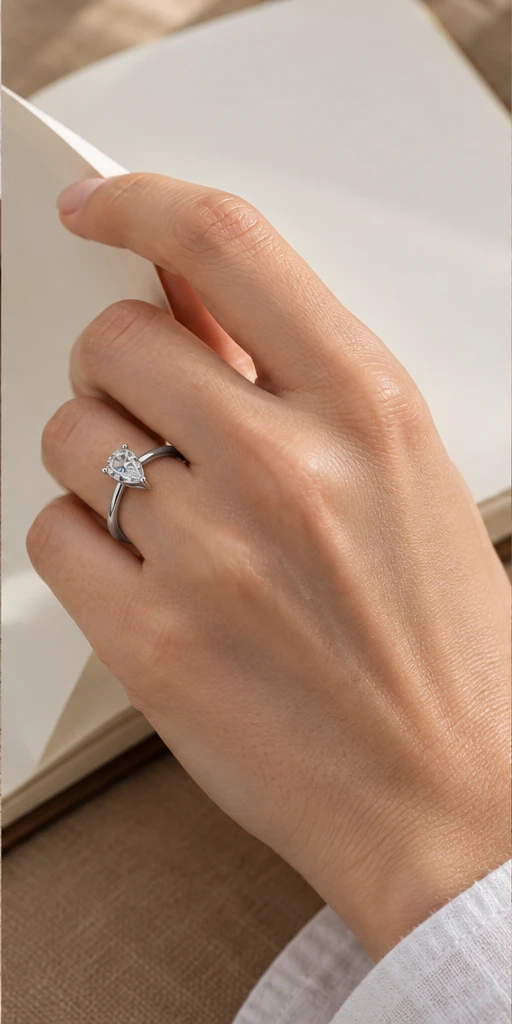 1 ct Pear Solitaire Diamond Ring editorial styling