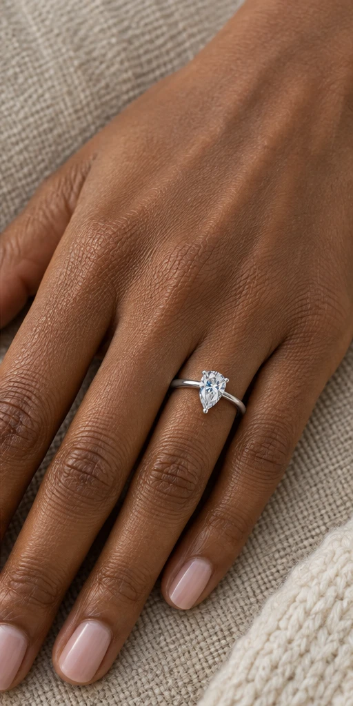 1 ct Pear Solitaire Diamond Ring editorial styling