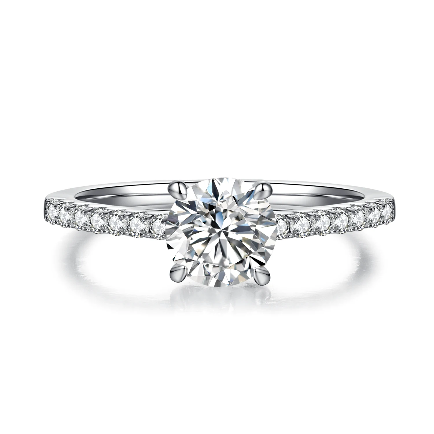 Round Accent Lab-Grown Diamond Ring — 1 ct — product view 2