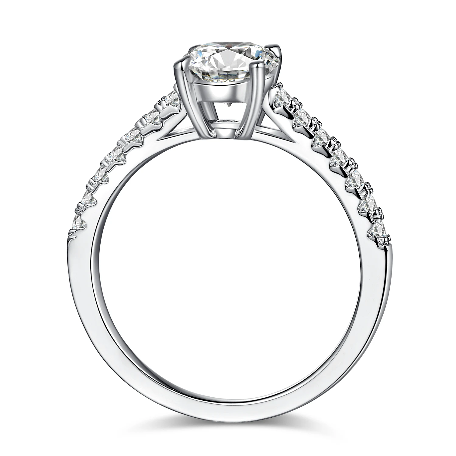 Round Accent Lab-Grown Diamond Ring — 1 ct — product view 3