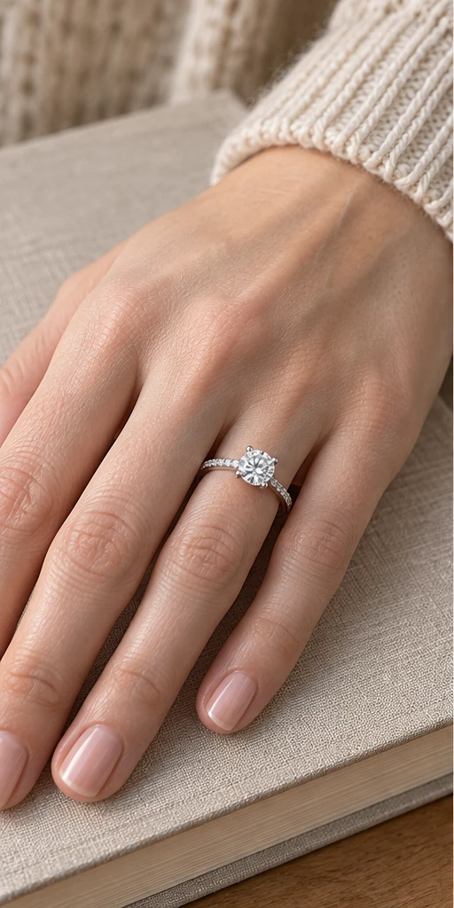 Round Accent Lab-Grown Diamond Ring — 1 ct styling