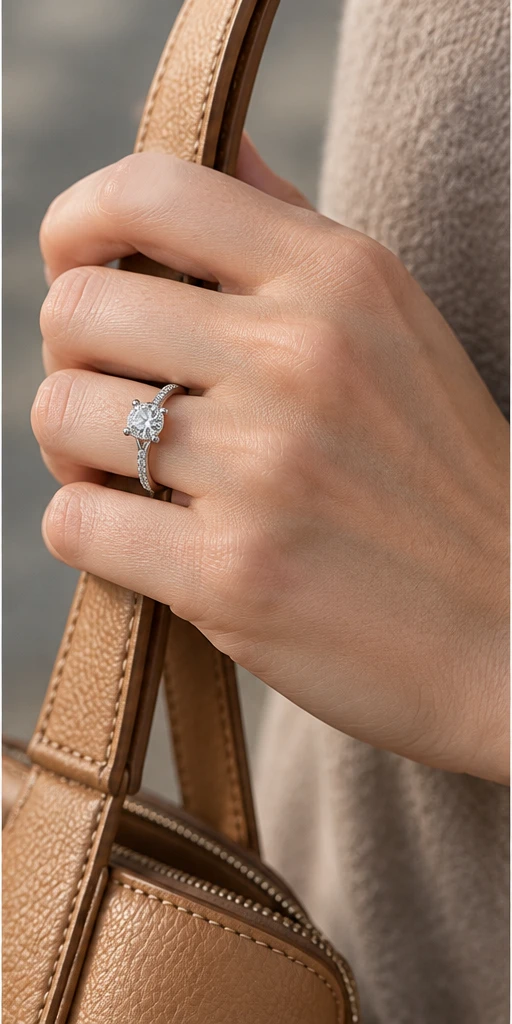 Round Accent Lab-Grown Diamond Ring — 1 ct editorial styling