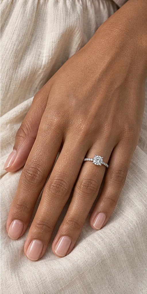 Round Accent Lab-Grown Diamond Ring — 1 ct editorial styling
