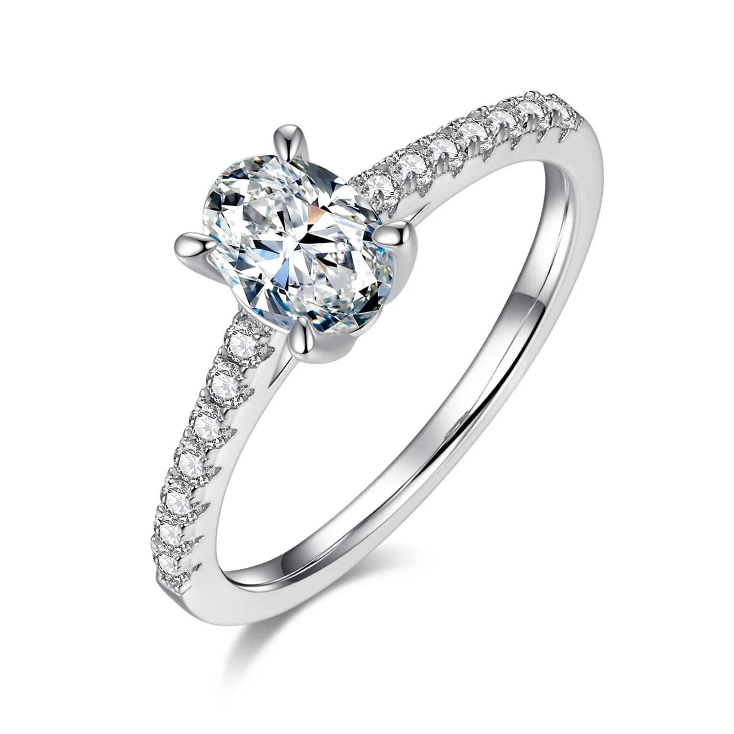 Oval Accent Lab-Grown Diamond Ring — 1 ct — product view 1