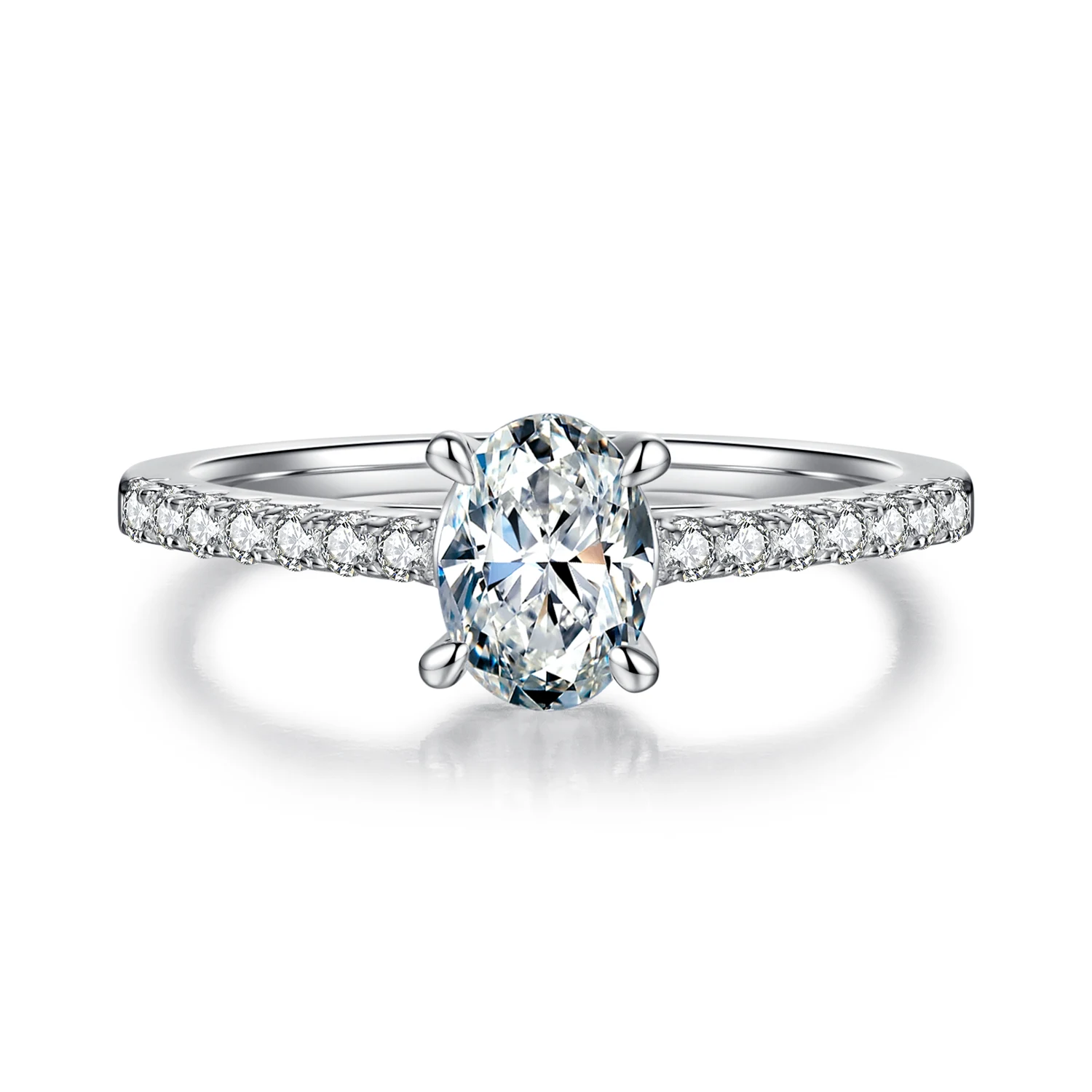 Oval Accent Lab-Grown Diamond Ring — 1 ct — product view 2