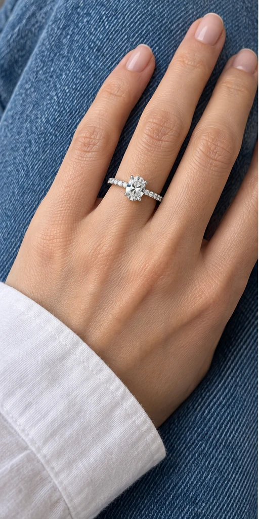 Oval Accent Lab-Grown Diamond Ring — 1 ct styling