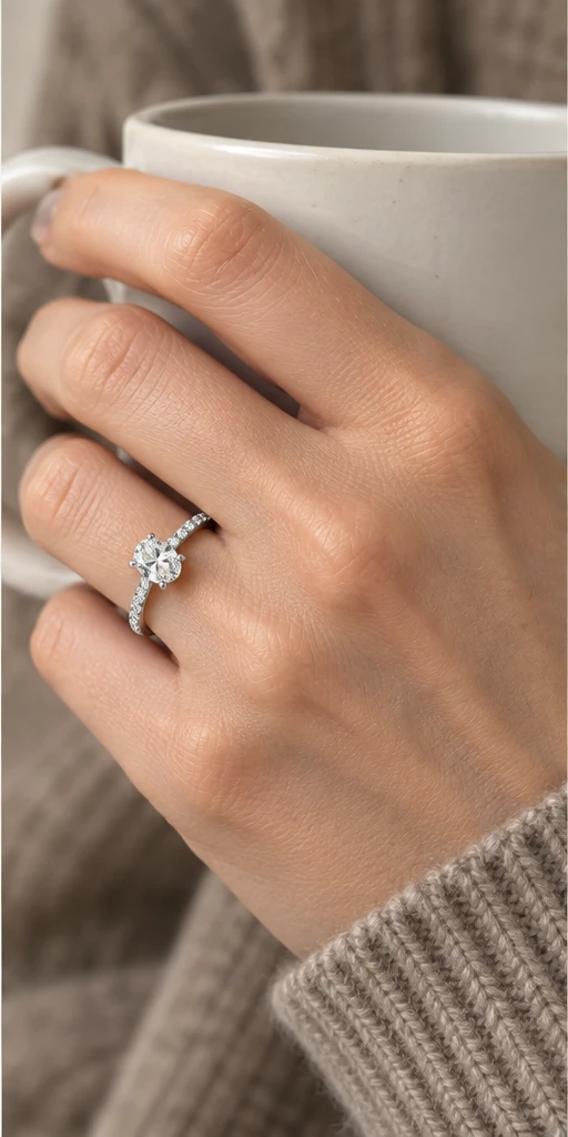 Oval Accent Lab-Grown Diamond Ring — 1 ct editorial styling