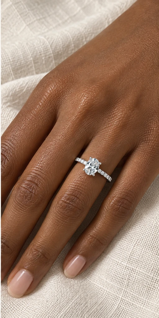 Oval Accent Lab-Grown Diamond Ring — 1 ct editorial styling