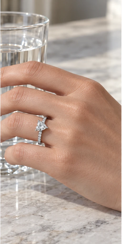 Heart Accent Lab-Grown Diamond Ring — 1 ct editorial styling