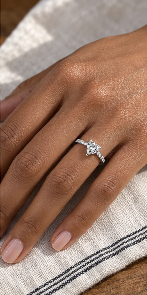 Heart Accent Lab-Grown Diamond Ring — 1 ct editorial styling