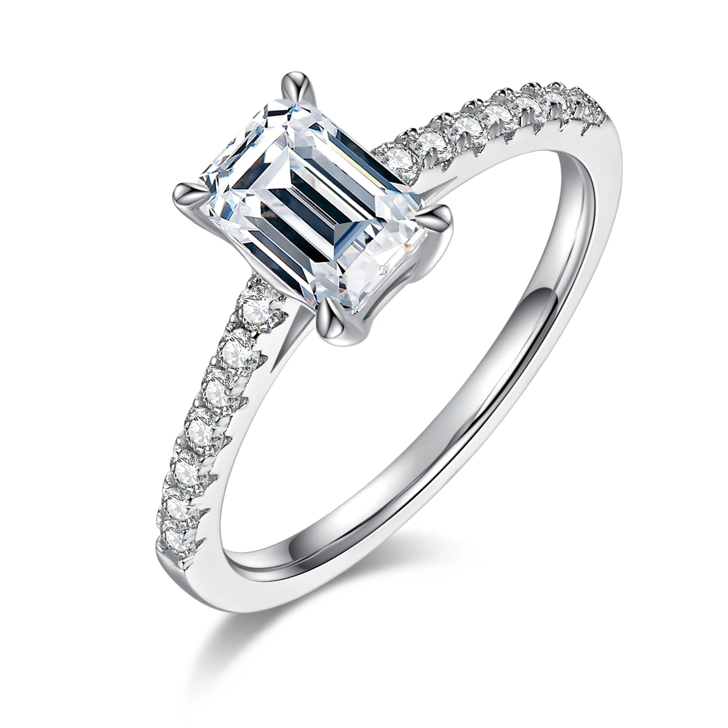 Rectangular Accent Lab-Grown Diamond Ring — 1 ct — product view 1