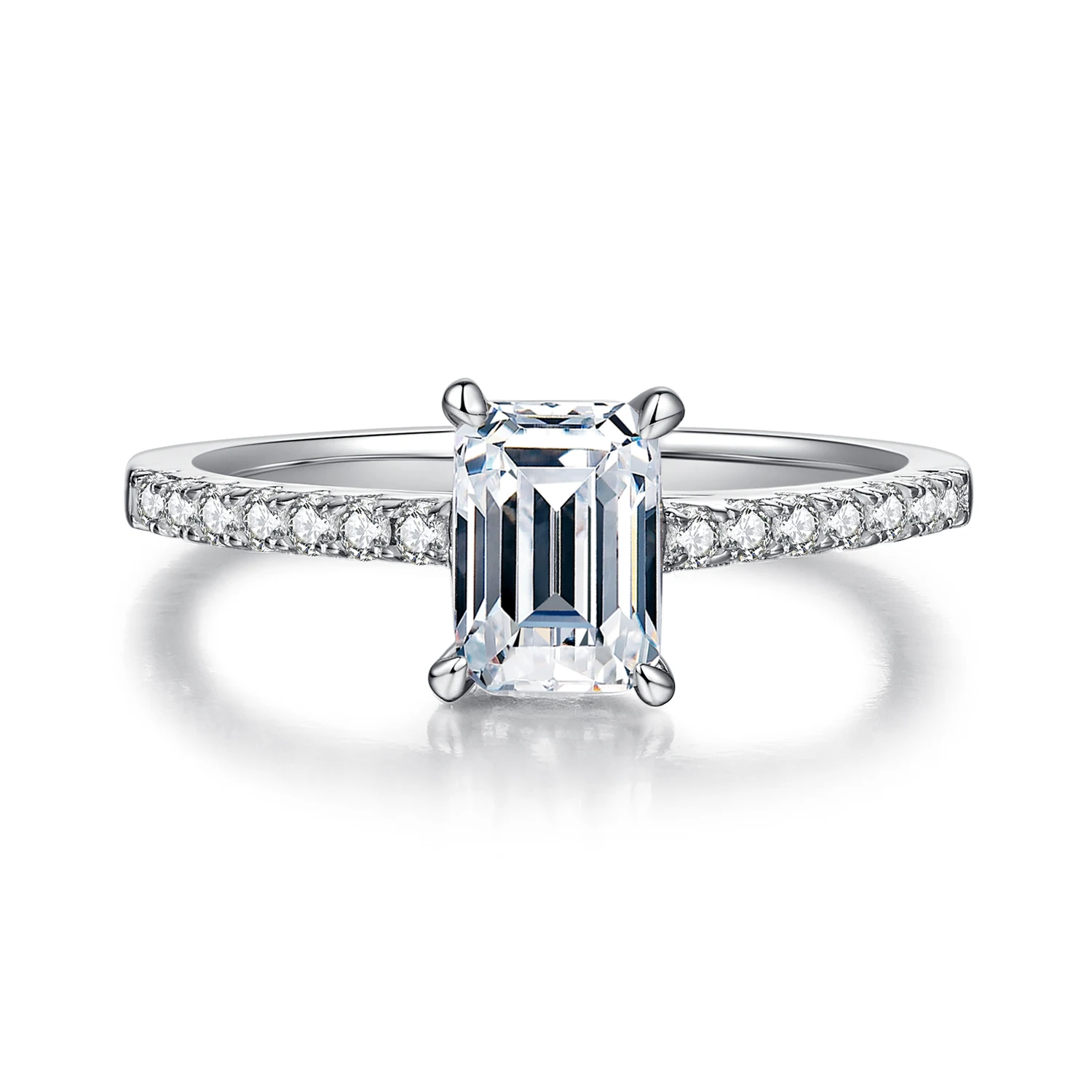 Rectangular Accent Lab-Grown Diamond Ring — 1 ct — product view 2