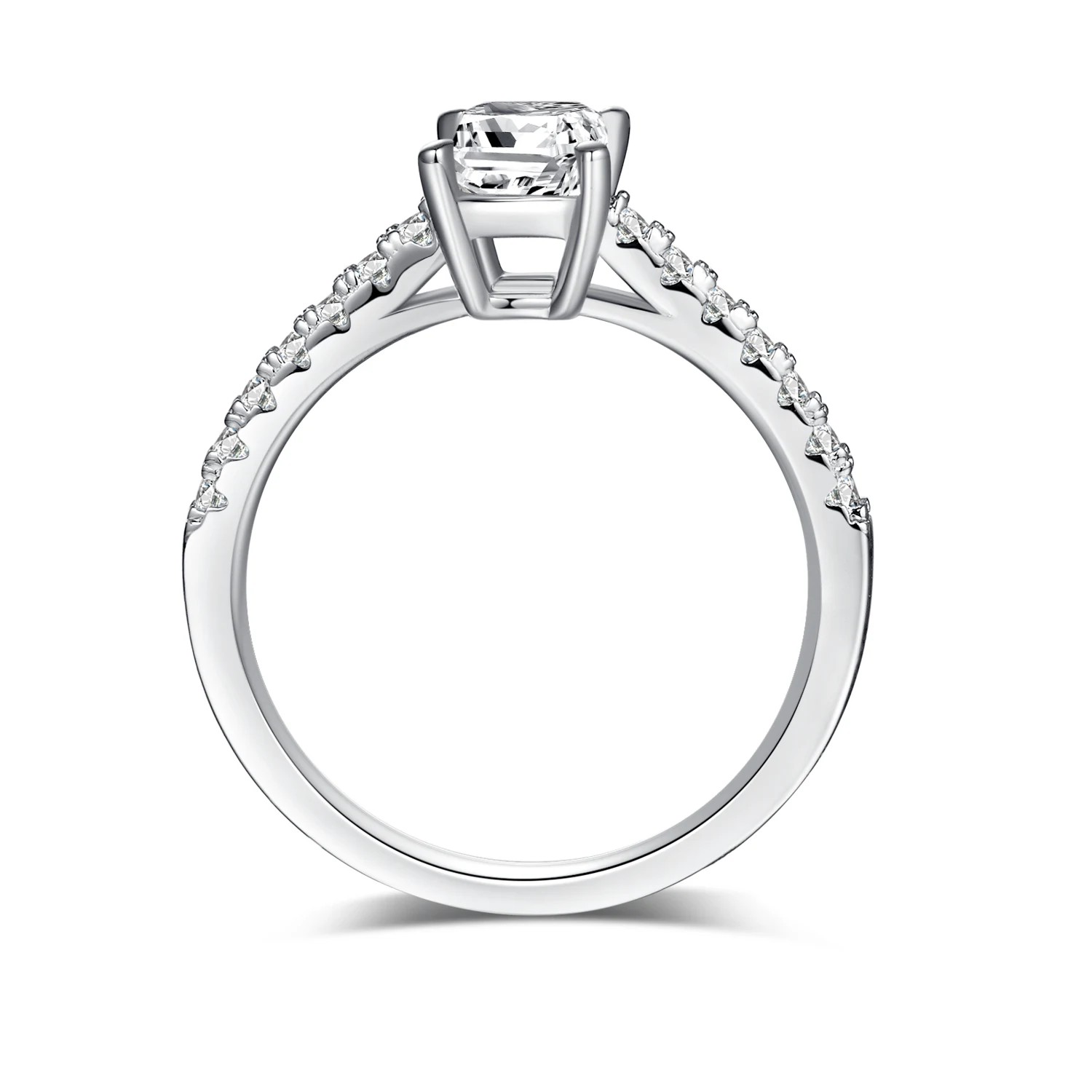 Rectangular Accent Lab-Grown Diamond Ring — 1 ct — product view 3