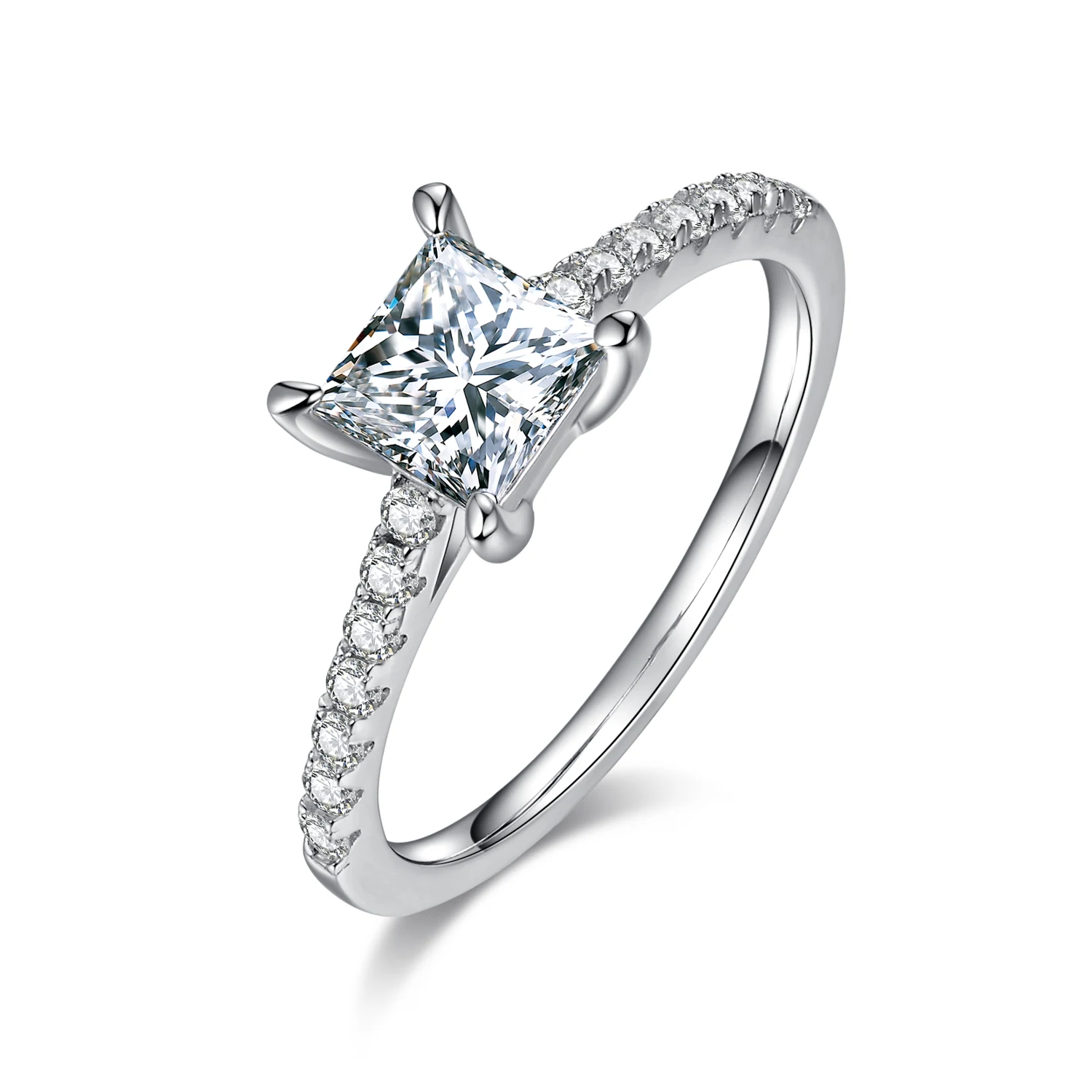 Square Accent Lab-Grown Diamond Ring — 1 ct — product view 1