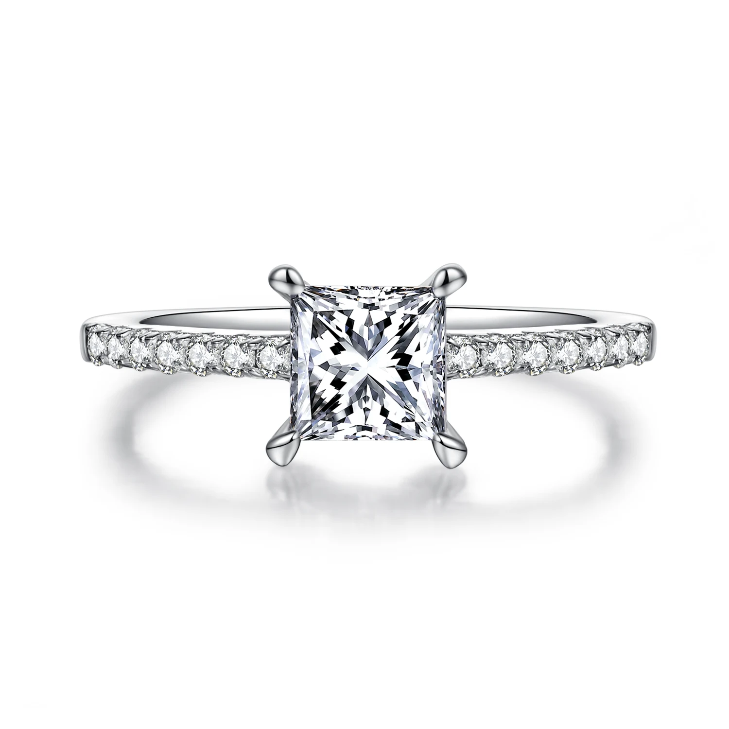 Square Accent Lab-Grown Diamond Ring — 1 ct — product view 2
