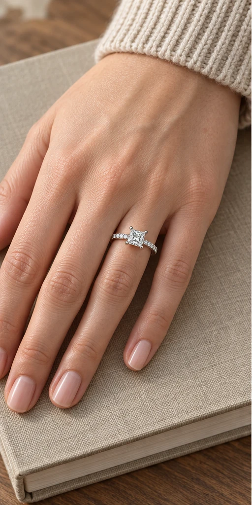 Square Accent Lab-Grown Diamond Ring — 1 ct styling