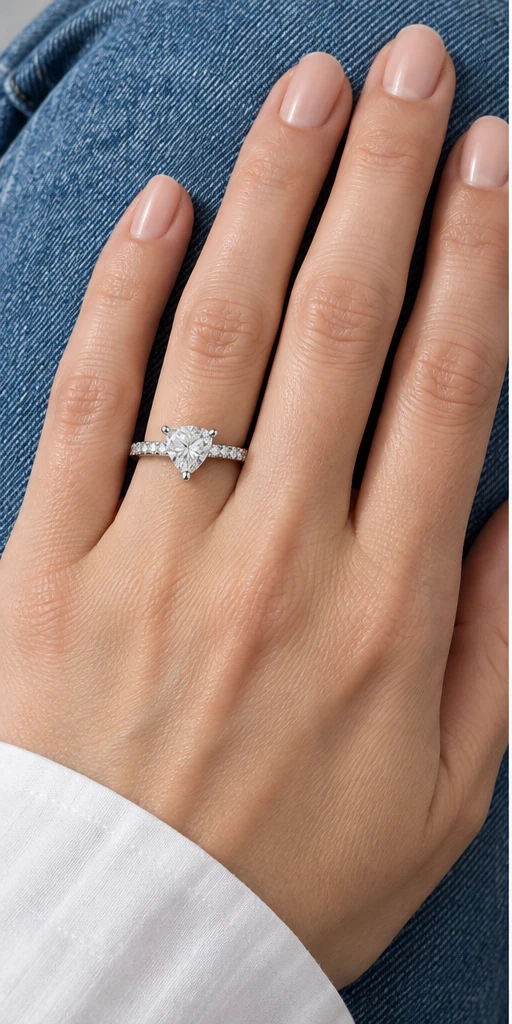Trillion Accent Lab-Grown Diamond Ring — 1 ct styling