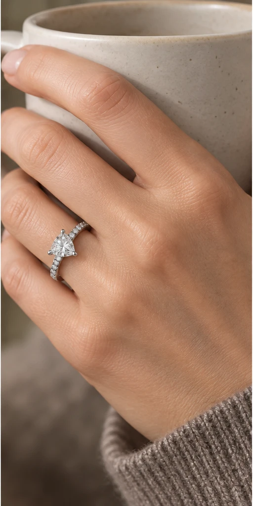 Trillion Accent Lab-Grown Diamond Ring — 1 ct editorial styling