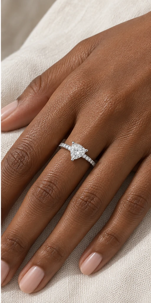 Trillion Accent Lab-Grown Diamond Ring — 1 ct editorial styling