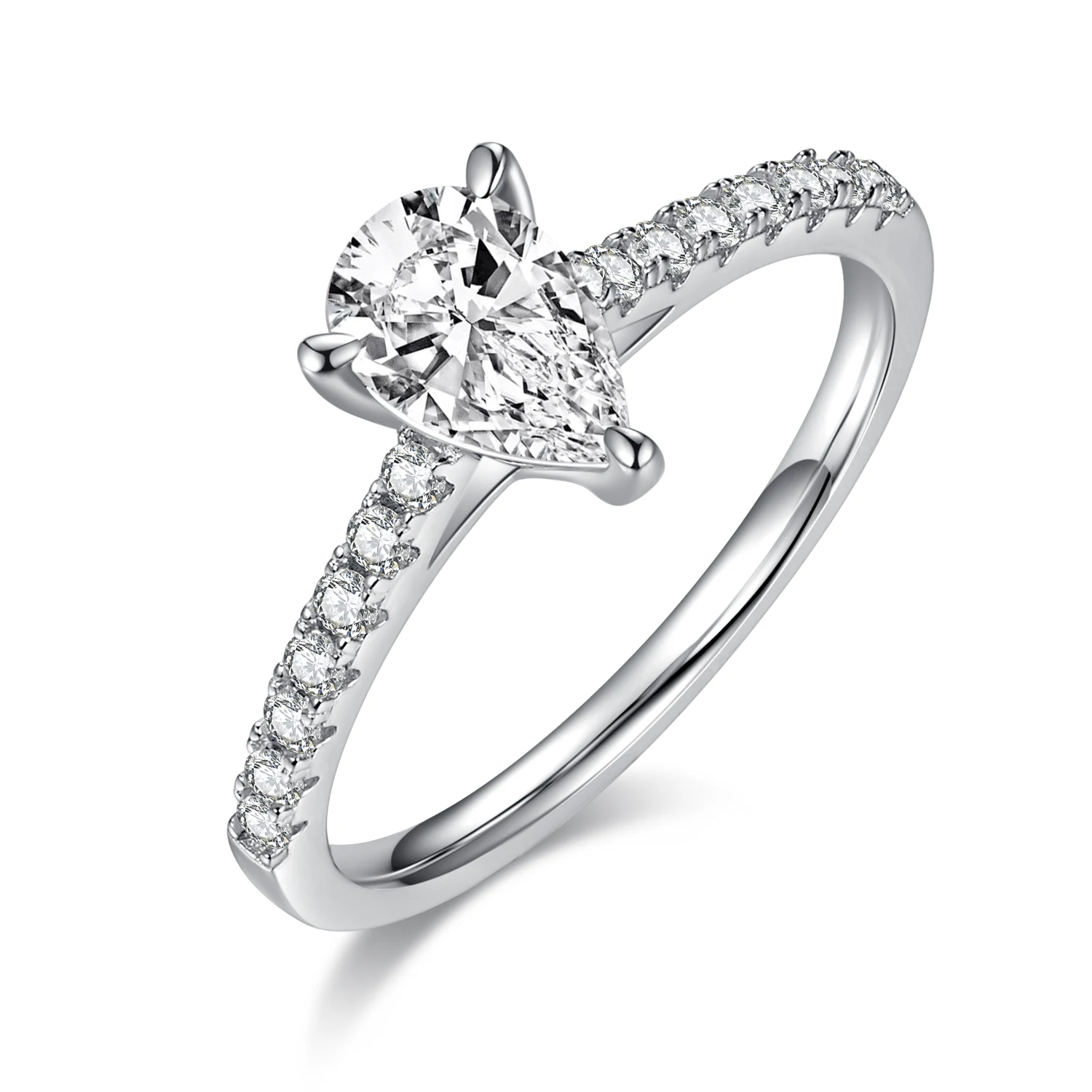 Pear Accent Lab-Grown Diamond Ring — 1 ct — product view 1