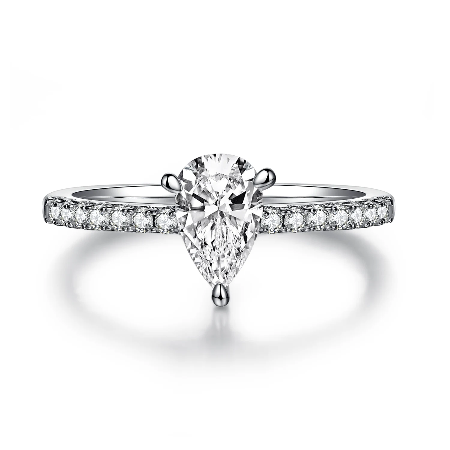Pear Accent Lab-Grown Diamond Ring — 1 ct — product view 2