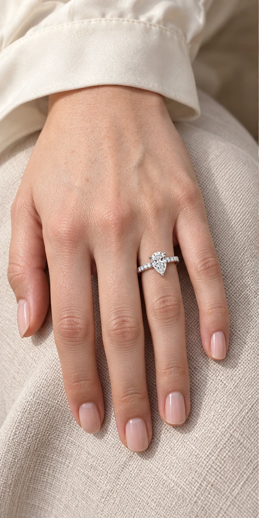 Pear Accent Lab-Grown Diamond Ring — 1 ct styling