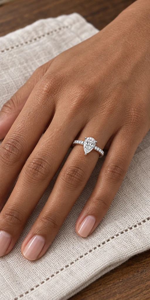 Pear Accent Lab-Grown Diamond Ring — 1 ct editorial styling