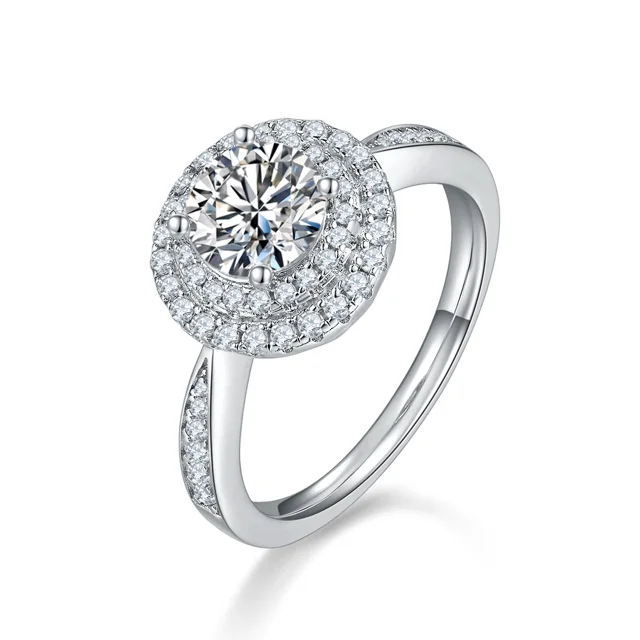 Round Halo Lab-Grown Diamond Ring — 1 ct
