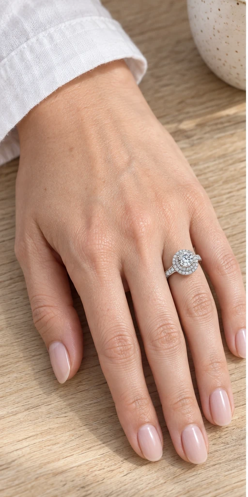 Round Halo Lab-Grown Diamond Ring — 1 ct styling
