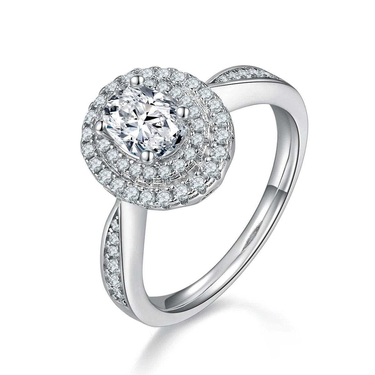 Oval Halo Lab-Grown Diamond Ring — 1 ct — product view 1