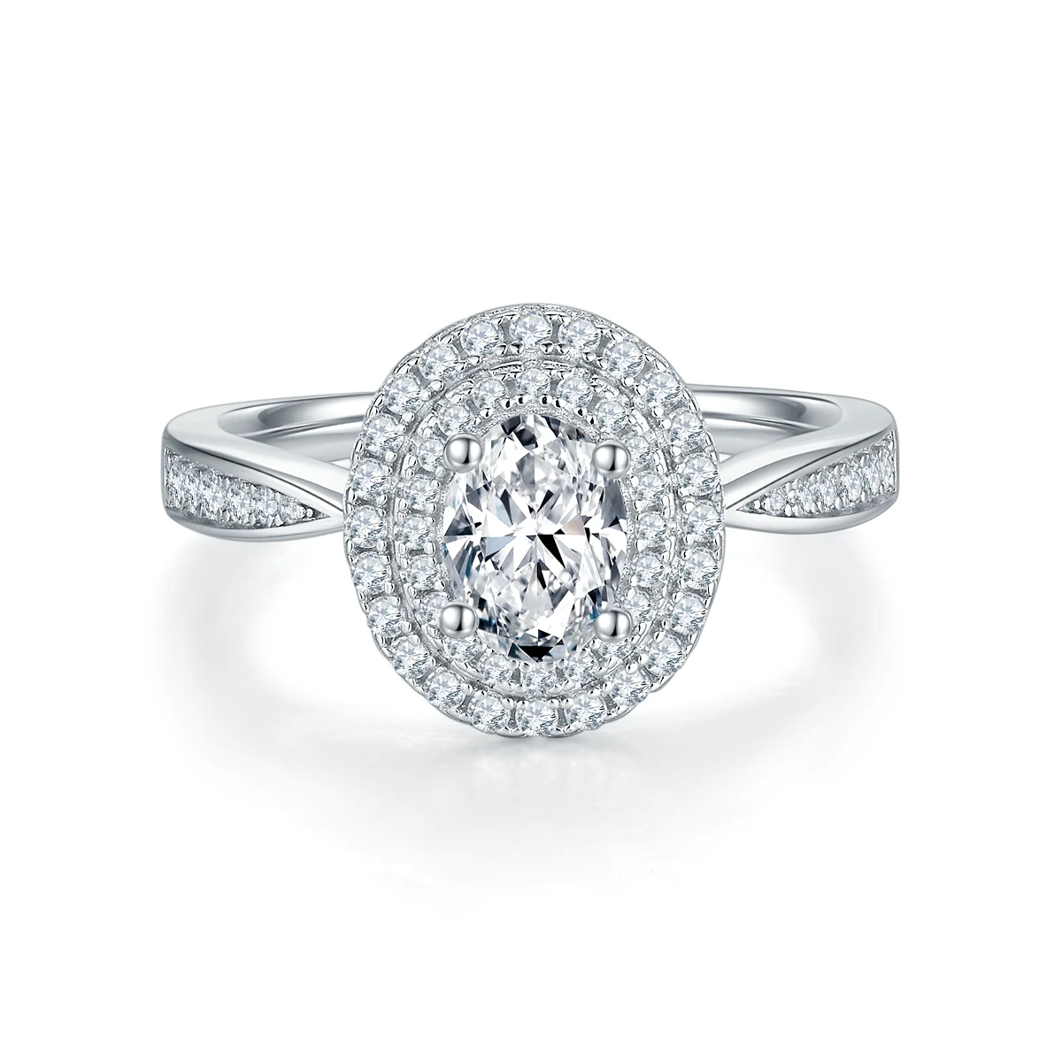 Oval Halo Lab-Grown Diamond Ring — 1 ct — product view 3