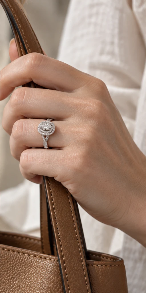 Oval Halo Lab-Grown Diamond Ring — 1 ct editorial styling