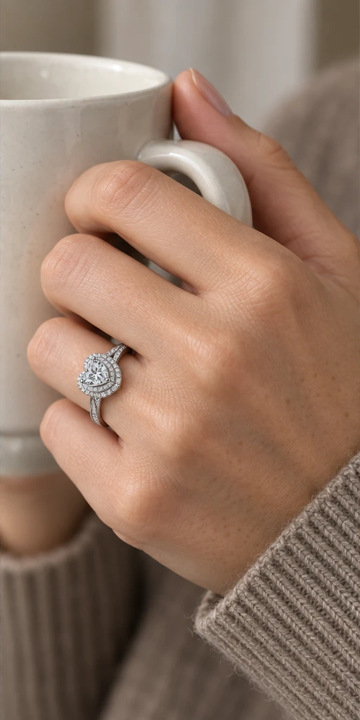 Heart Halo Lab-Grown Diamond Ring — 1 ct editorial styling