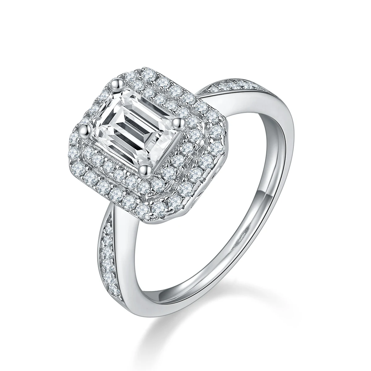 Rectangular Halo Lab-Grown Diamond Ring — 1 ct — product view 1