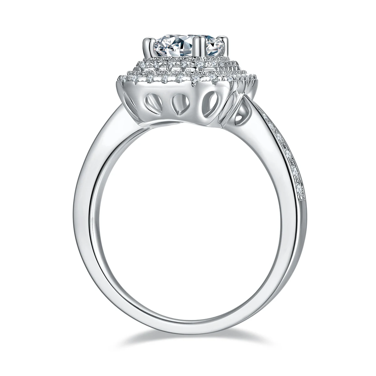 Rectangular Halo Lab-Grown Diamond Ring — 1 ct — product view 2