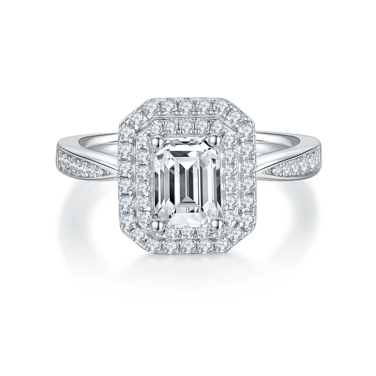 Rectangular Halo Lab-Grown Diamond Ring — 1 ct — product view 3